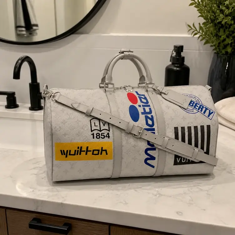 2019 Historic Monogram Canvas Keepall Bandouliere 50-White M44643 photo review