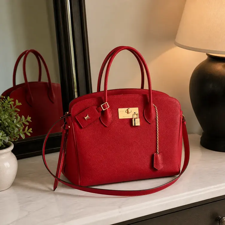 2019 Veau Nuage Milla MM Handbag-Rose Rubis M55025 photo review