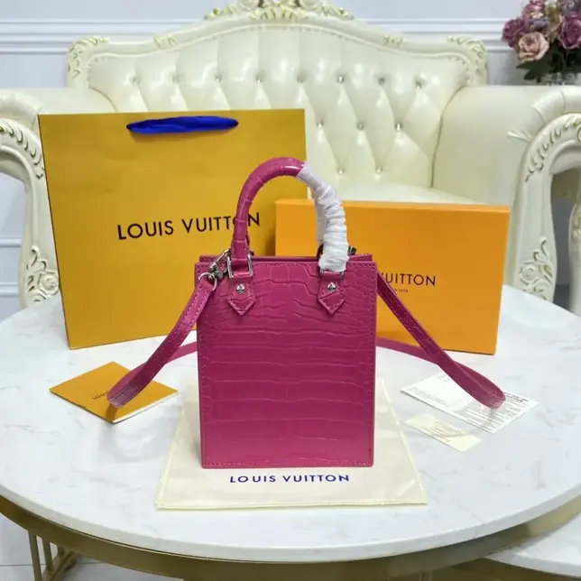 Brilliant Alligator leather Petit Sac Plat Bag-Pink N99487-Pink photo review