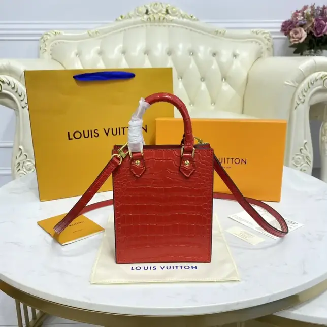 Brilliant Alligator leather Petit Sac Plat Bag-Red N99487-Red photo review