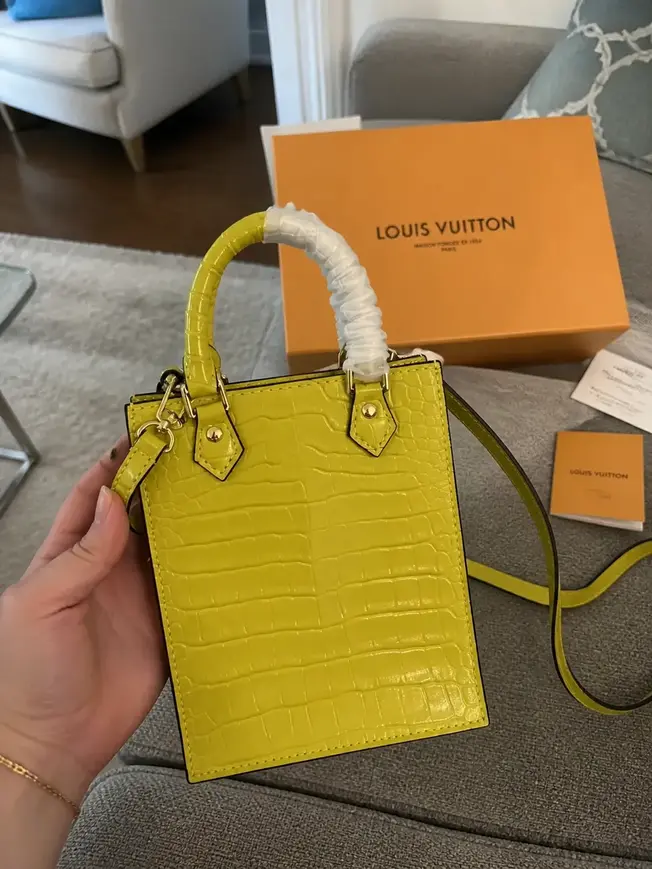 Brilliant Alligator leather Petit Sac Plat Bag-Yellow N99487-Yellow photo review