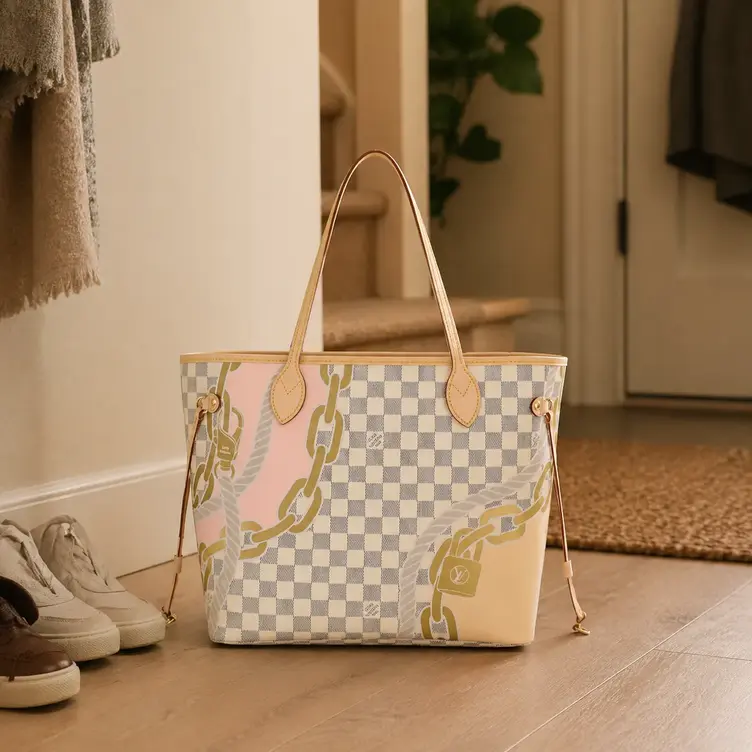 Damier Azur Neverfull MM Tote Bag N40471 photo review
