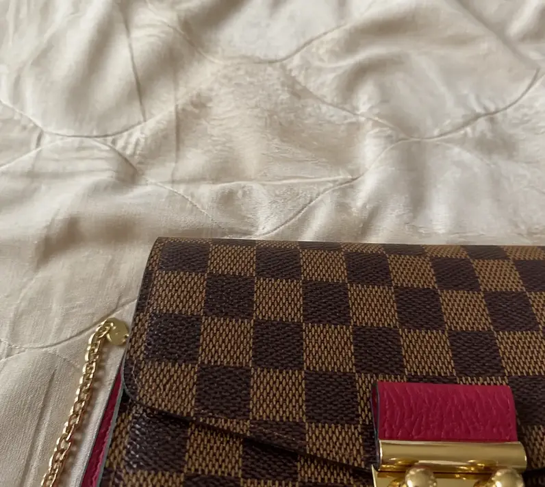 Damier Ebene Croisette Chain Wallet-Red N60288 photo review