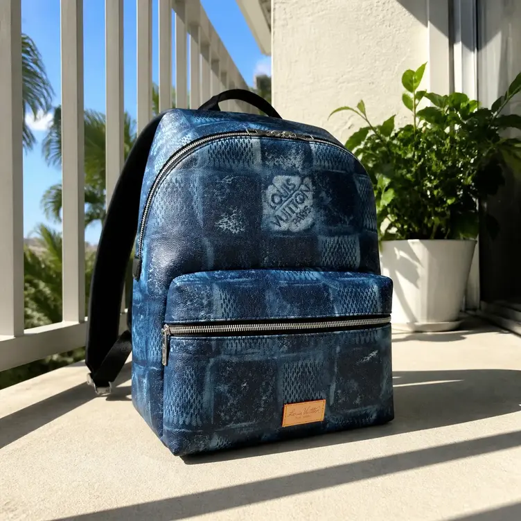 Damier Salt Canvas Discovery Backpack-Ocean Blue N50060 photo review