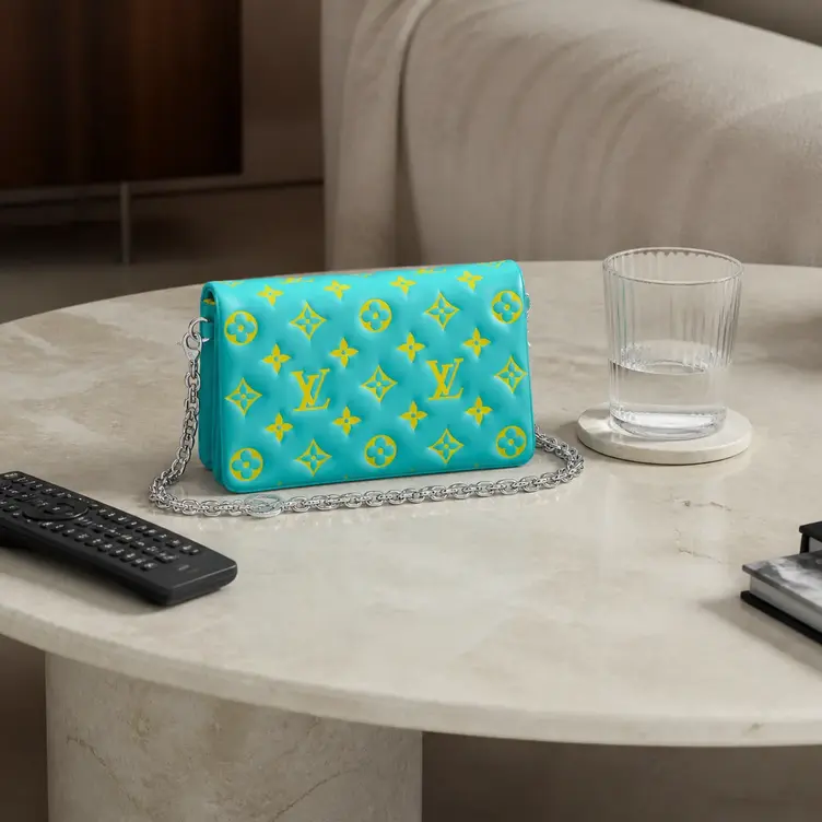 Embossed Lambskin Pochette Coussin-Mint Green/Yellow M80744 photo review