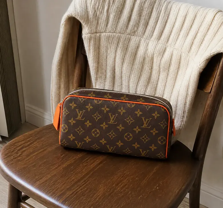 Monogram Macassar canvas Dopp Kit Toiletry Orange M46765 photo review