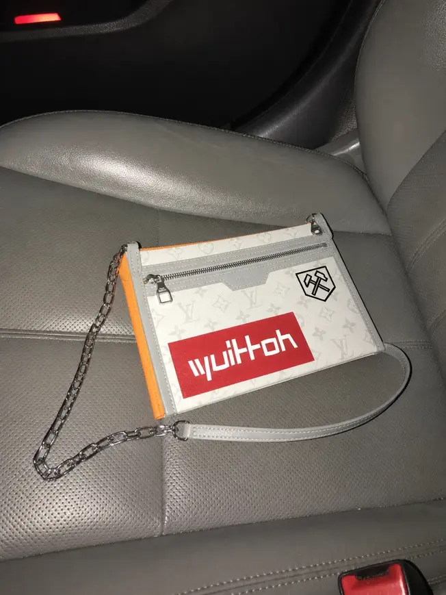 Ocher Monogram Denim Flat Messenger Bag M44640 photo review