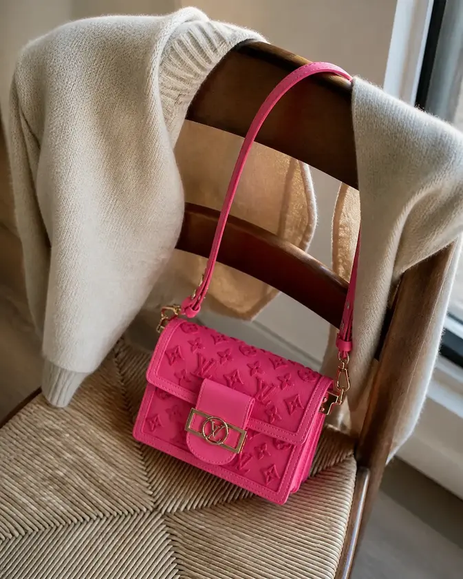 Rose Fluo Mini Dauphine Handbag M20747 photo review