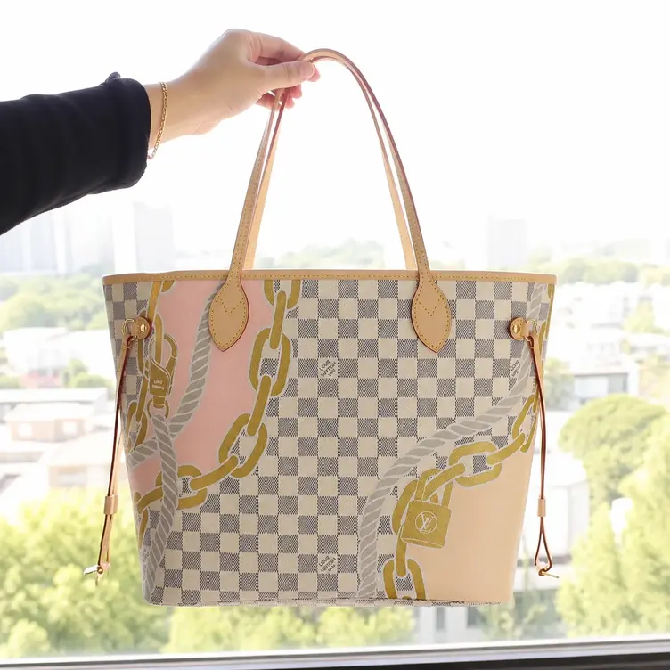 Damier Azur Neverfull MM Tote Bag N40471 photo review