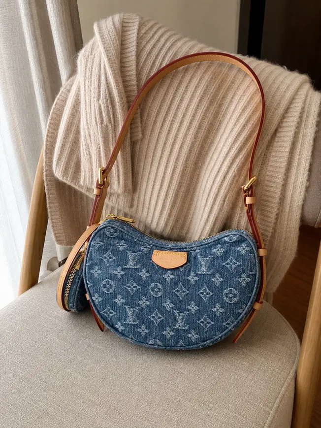 Monogram Denim Croissant MM Handbag M46856 photo review