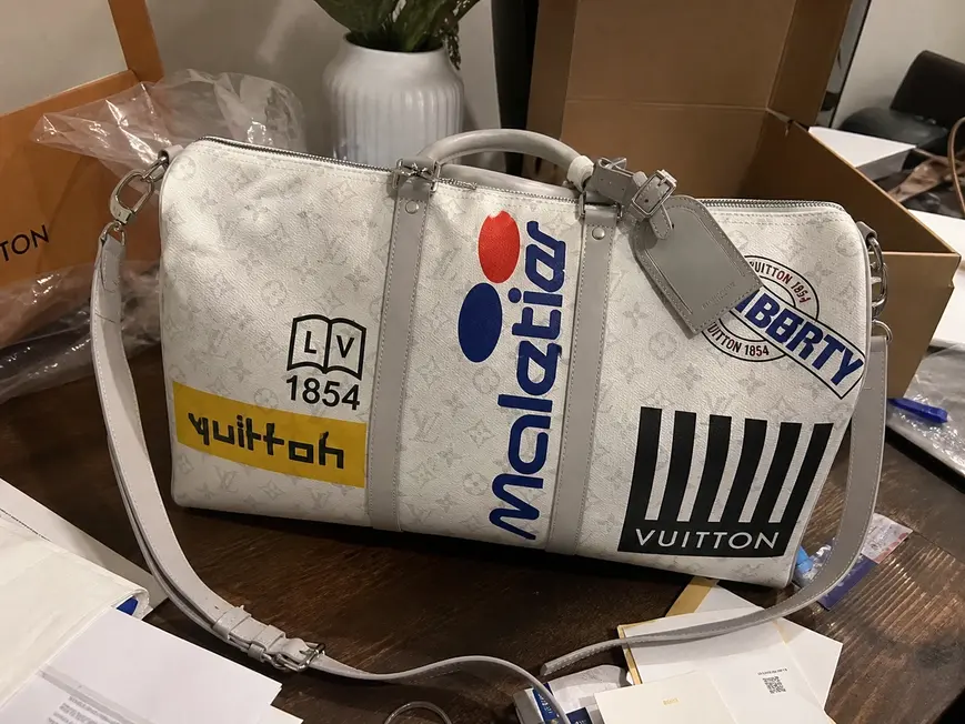 2019 Historic Monogram Canvas Keepall Bandouliere 50-White M44643 photo review