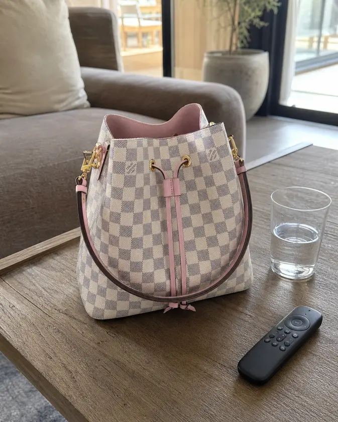 Damier Azur NeoNoe Bucket Bag-Eau de Rose N40152 photo review