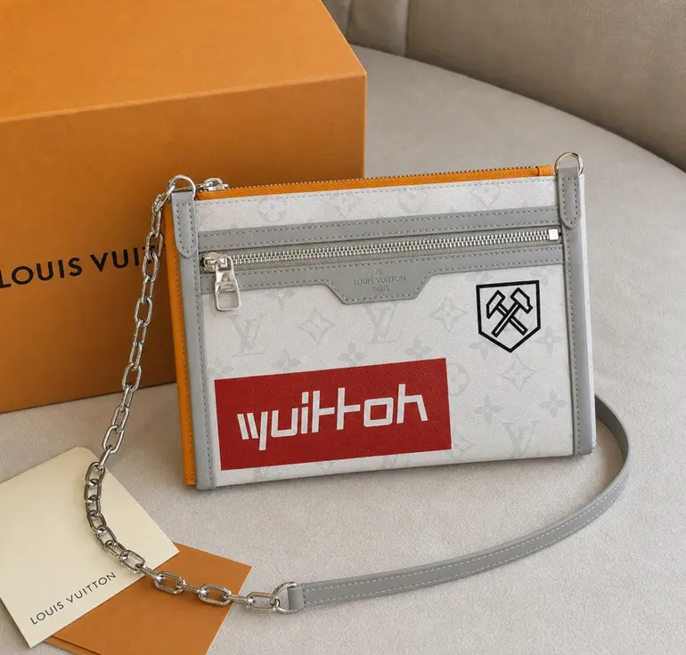 Ocher Monogram Denim Flat Messenger Bag M44640 photo review