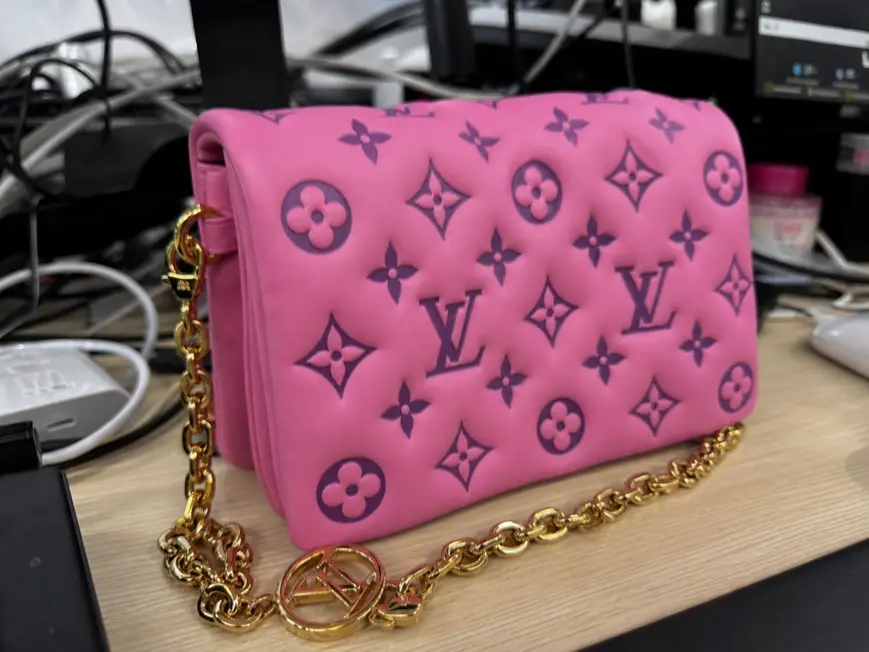 Embossed Lambskin Pochette Coussin-Pink/Purple M80745 photo review