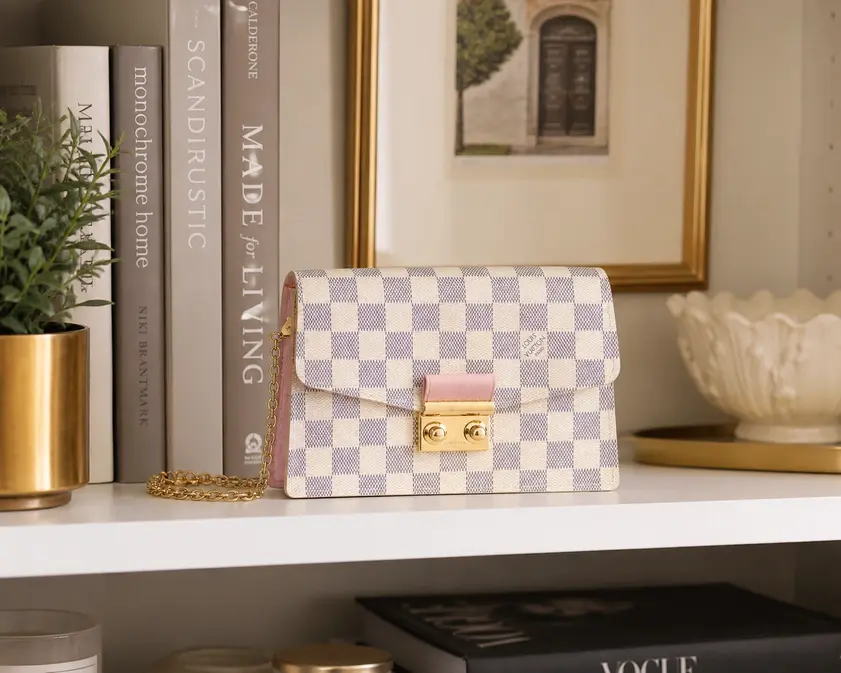 Damier Azur Croisette Chain Wallet-Rose N60357 photo review