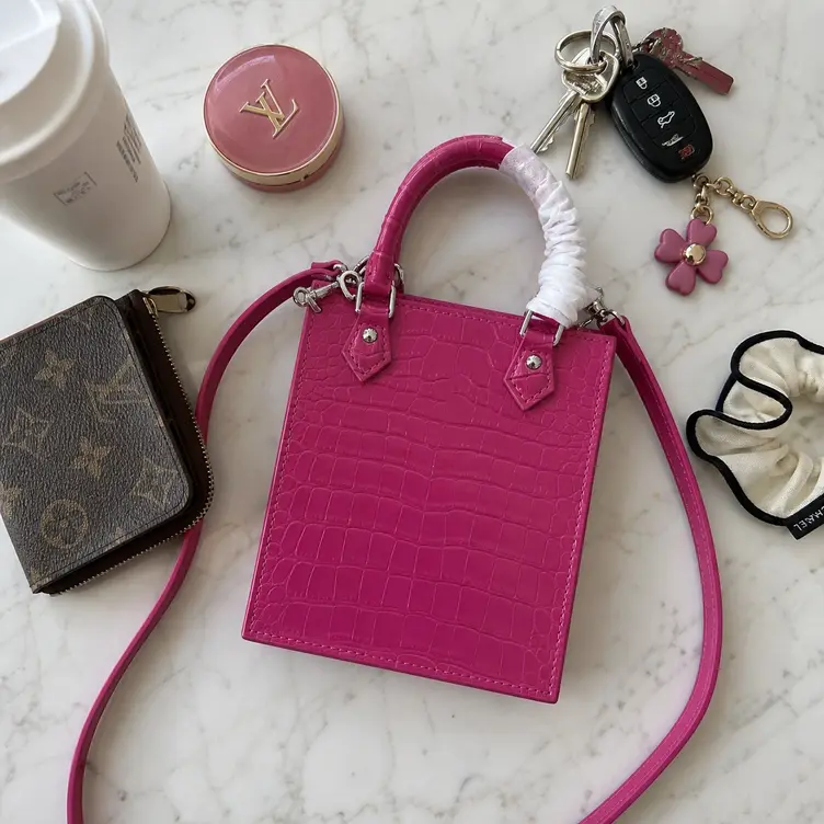 Brilliant Alligator leather Petit Sac Plat Bag-Pink N99487-Pink photo review