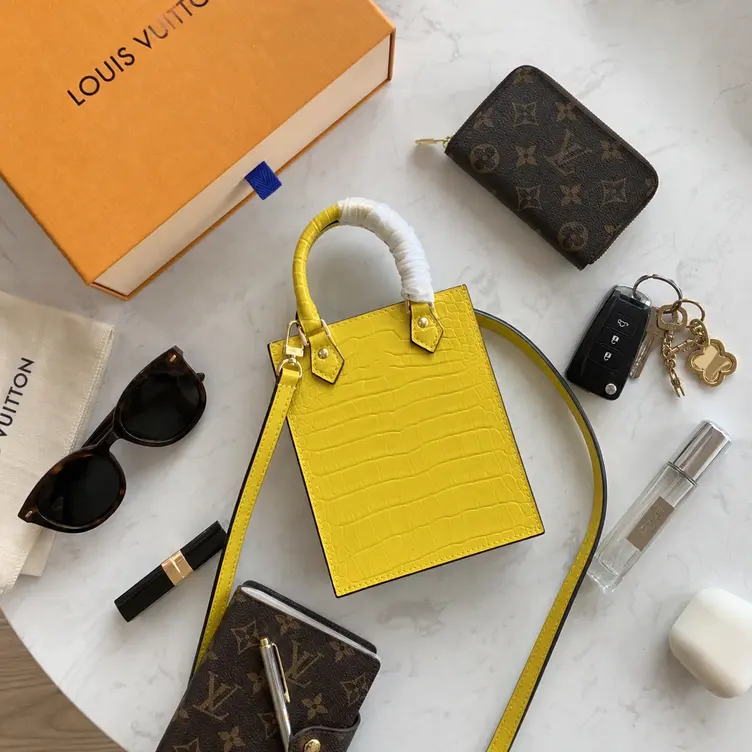 Brilliant Alligator leather Petit Sac Plat Bag-Yellow N99487-Yellow photo review