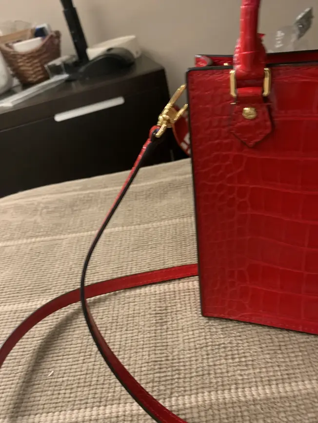 Brilliant Alligator leather Petit Sac Plat Bag-Red N99487-Red photo review