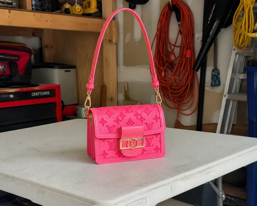 Rose Fluo Mini Dauphine Handbag M20747 photo review