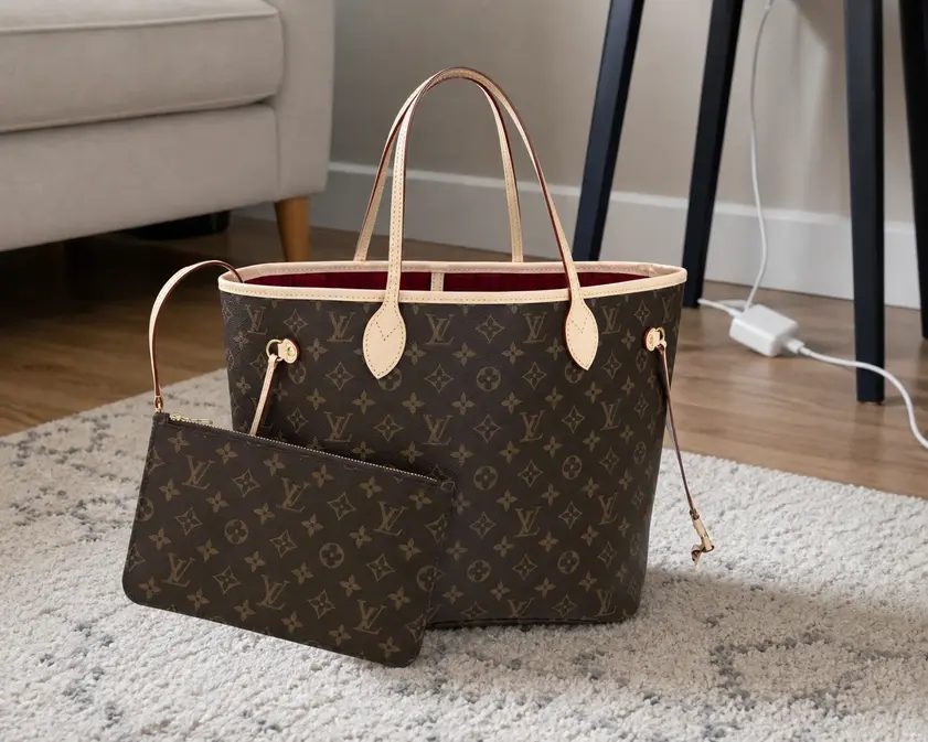 2014 New Monogram Neverfull MM/ Red with Pochette M40996 photo review