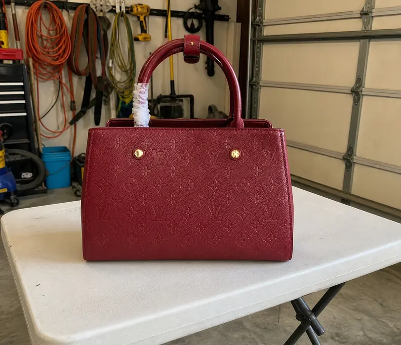 2014 Monogram Canvas Montaigne Bag BB-Deep Red M41050-6 photo review