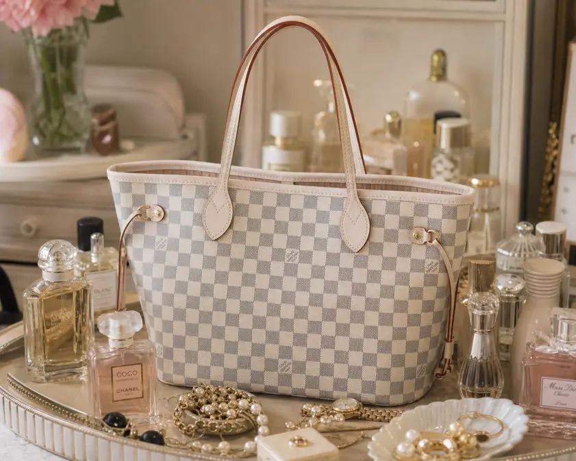 Damier Premium Azur NEVERFULL PM N51107 photo review
