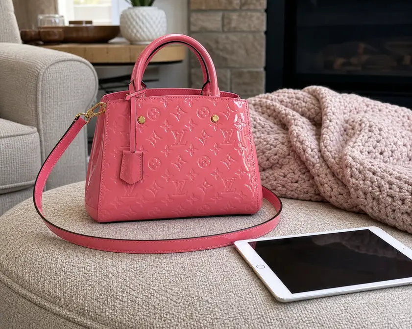 2015 Monogram Vernis Montaigne BB-Rose M50187 photo review
