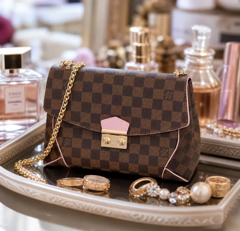 2016 Damier Canvas Caissa Clutch-Rose Ballerine N41597 photo review