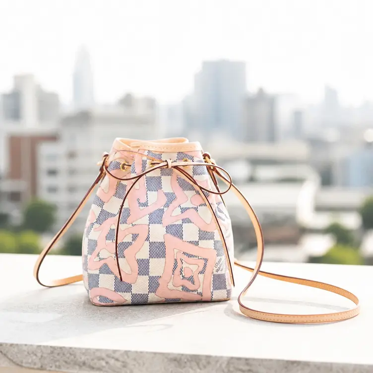 2017 Premium Damier Azur Nano Noe Cross-Body Bag N60052 photo review