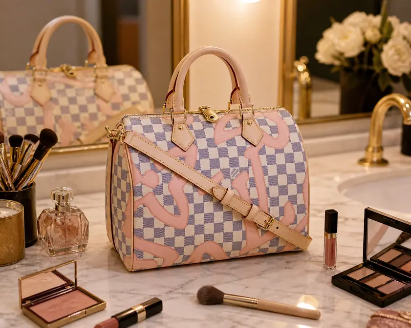 2017 Premium Damier Azur Speedy Bandouliere 30 N41052 photo review