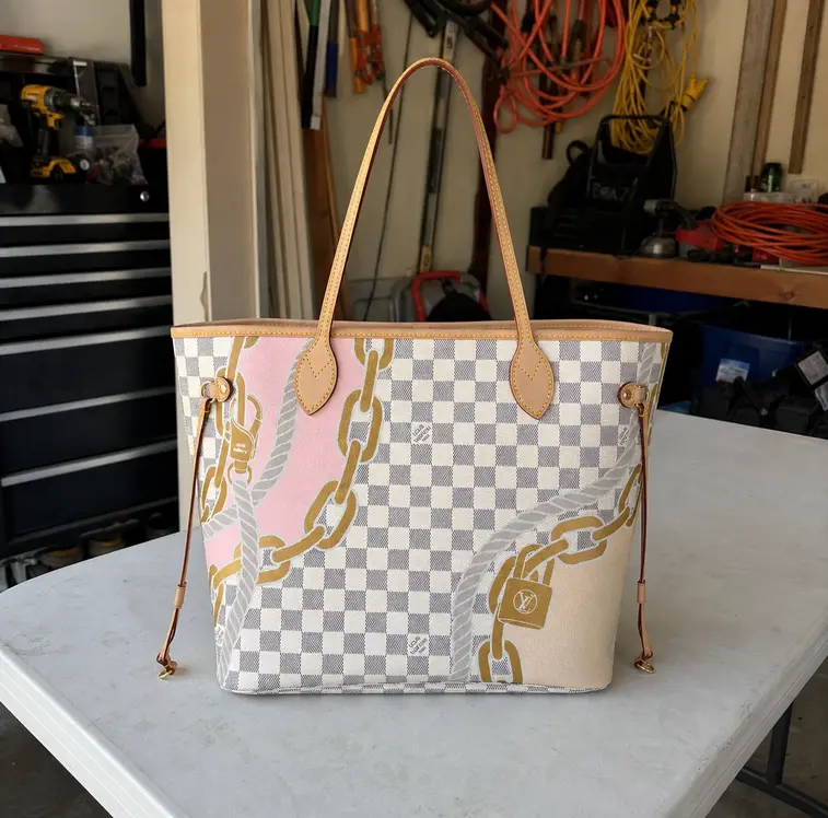 Damier Azur Neverfull MM Tote Bag N40471 photo review