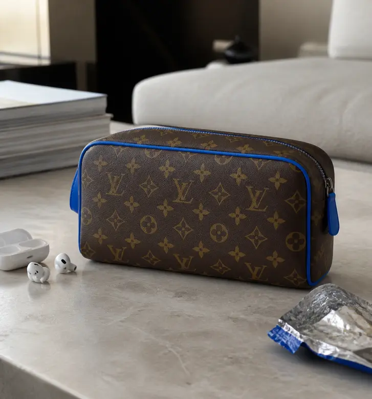 Monogram Macassar canvas Dopp Kit Toiletry Blue M46763 photo review