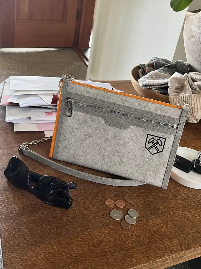 Ocher Monogram Denim Flat Messenger Bag M44640 photo review