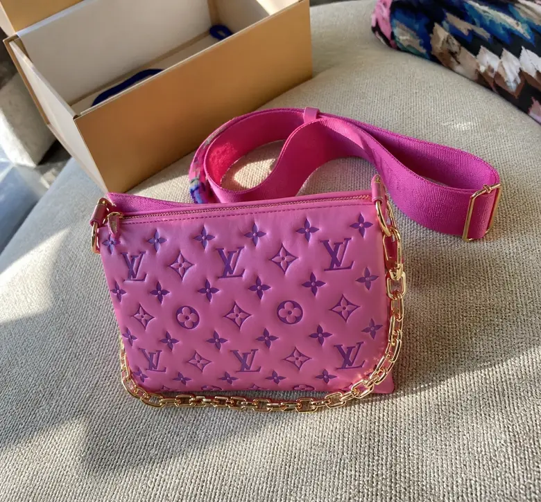 Embossed Lambskin Coussin PM Pink/Purple M58628 photo review