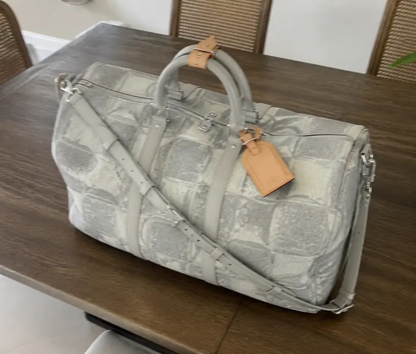 Damier Salt Canvas Keepall Bandouliere 50-Stone Gray N50069 photo review