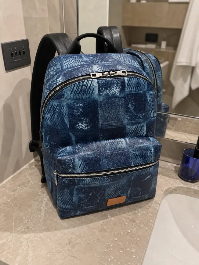 Damier Salt Canvas Discovery Backpack-Ocean Blue N50060 photo review