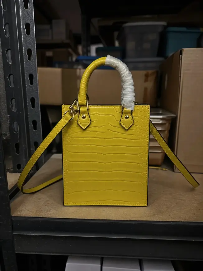 Brilliant Alligator leather Petit Sac Plat Bag-Yellow N99487-Yellow photo review