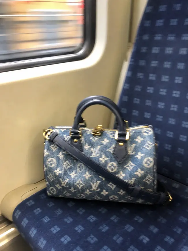 Monogram Denim Speedy Bandouliere 25 Handbag M59609 photo review
