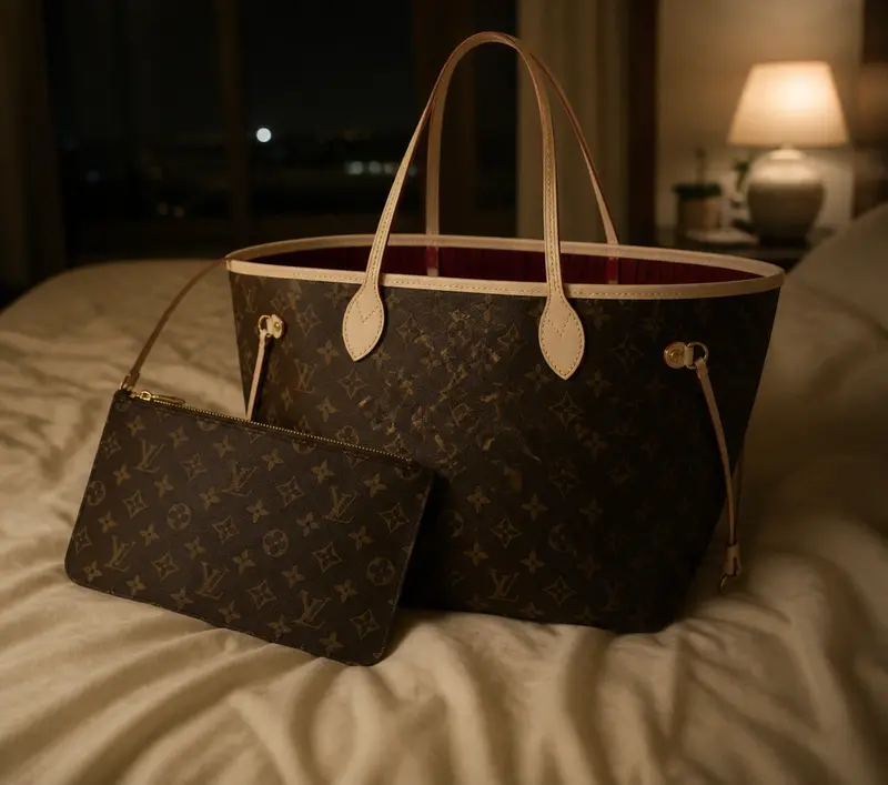 2014 New Monogram Neverfull MM/ Red with Pochette M40996 photo review