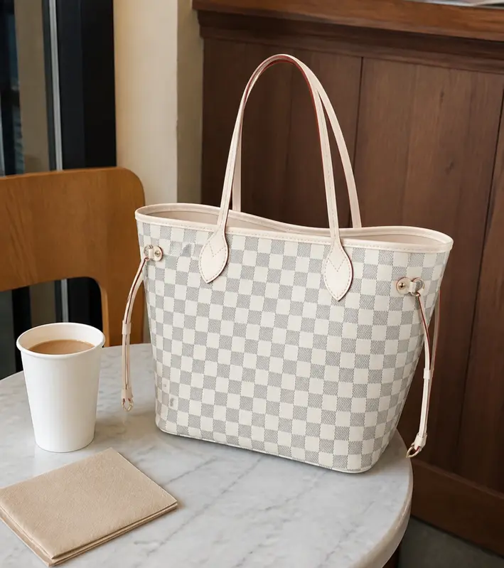 Damier Premium Azur NEVERFULL PM N51107 photo review