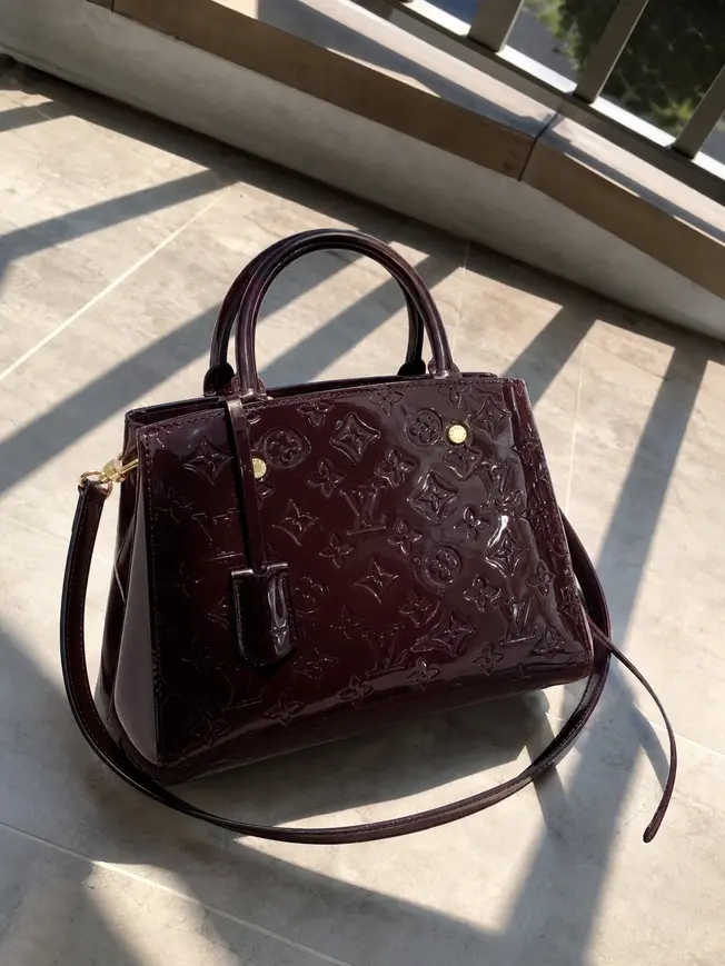 2015 Monogram Vernis Montaigne BB-Amarante M50403 photo review