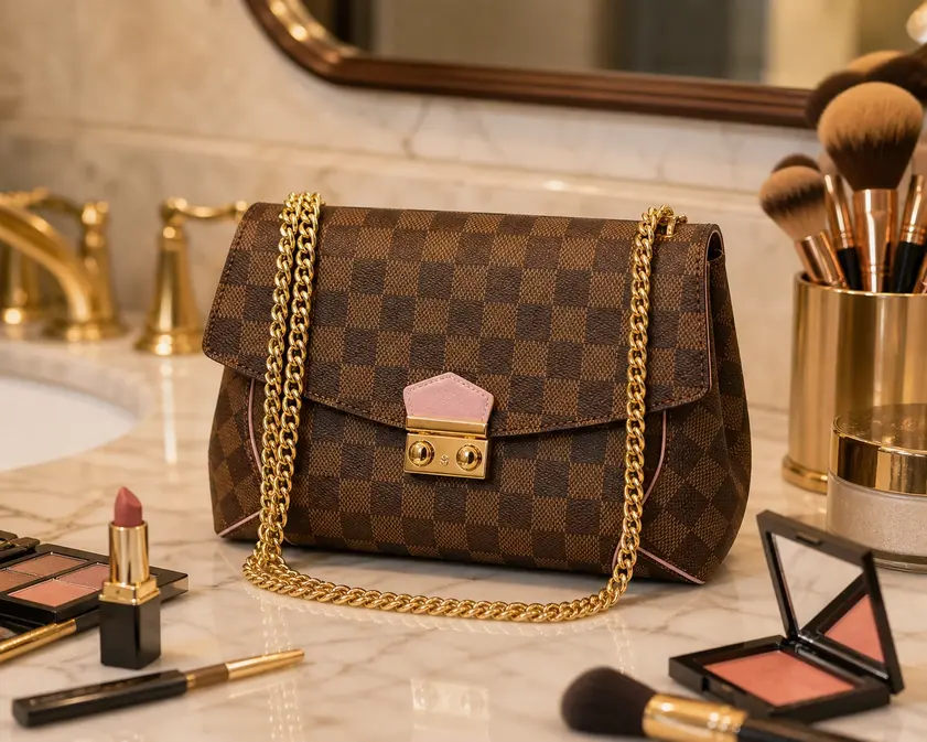 2016 Damier Canvas Caissa Clutch-Rose Ballerine N41597 photo review
