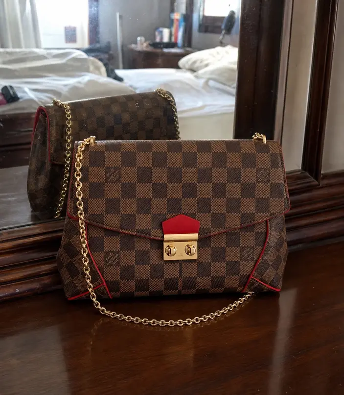 2016 Damier Canvas Caissa Clutch-Cherry N41596 photo review