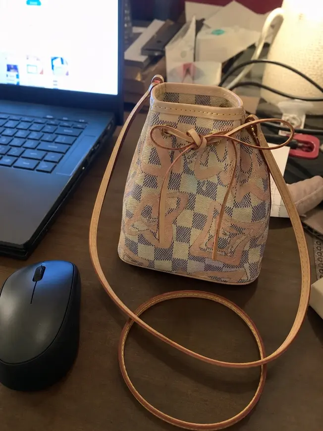 2017 Premium Damier Azur Nano Noe Cross-Body Bag N60052 photo review