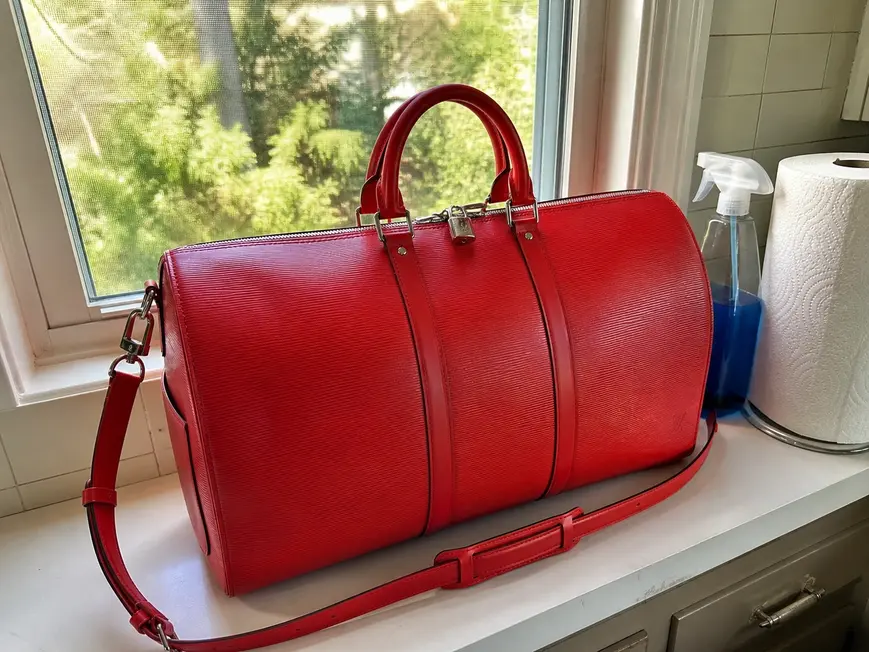 X Supreme 2017 Premium EPI Keepall 45 Bandouliere-Red M53419 photo review