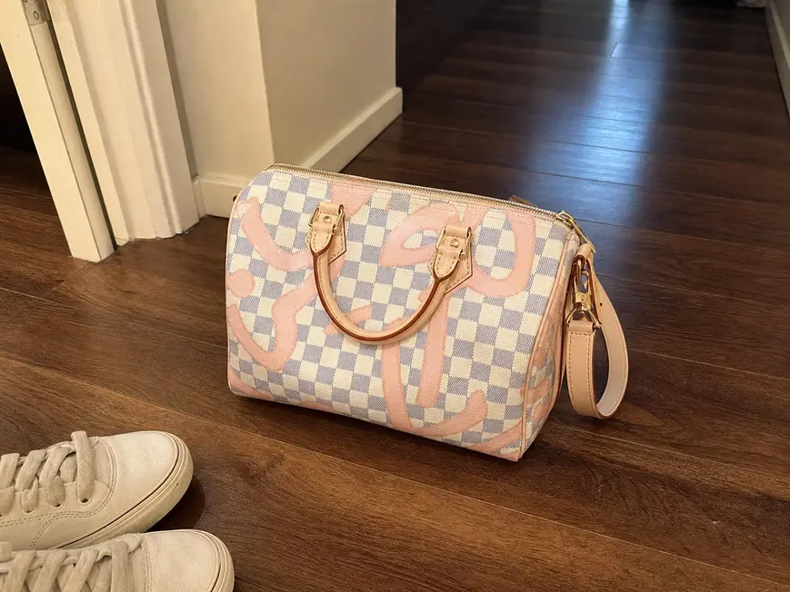 2017 Premium Damier Azur Speedy Bandouliere 30 N41052 photo review